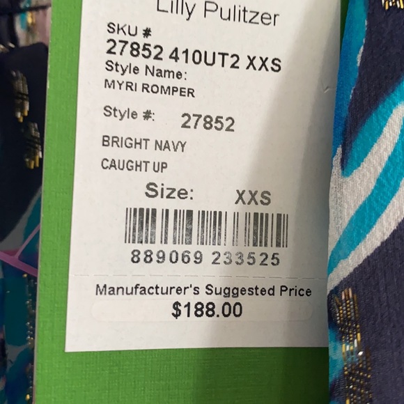 Lilly Pulitzer Myri Romper Caught Up Brigit Navy - Picture 2 of 5